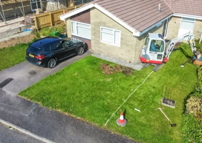 Axminster Devon New path Edging Kerbs and New Tarmac