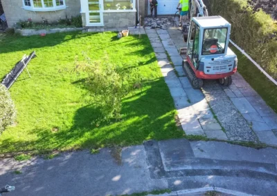 Axminster Devon New path Edging Kerbs and New Tarmac