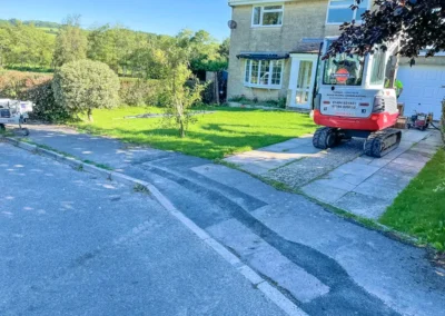 Axminster Devon New path Edging Kerbs and New Tarmac